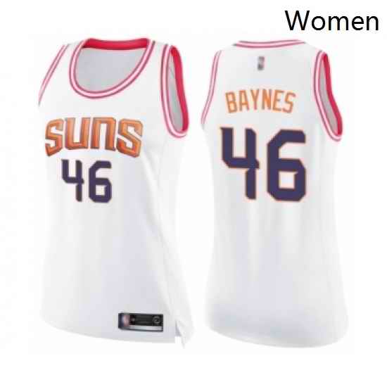 Womens Phoenix Suns 46 Aron Baynes Swingman White Pink Fashion Basketball Jerse